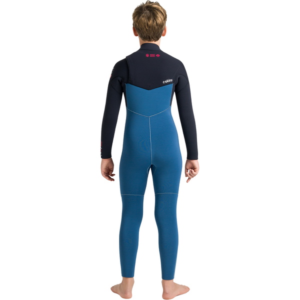 2026 C-Skins Junior Nuwave Session 5/4mm Chest Zip Wetsuit CSE54JC - Legion Blue / Black / Red